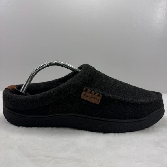Dearfoams Men’s Memory Foam Slippers Dark Heather Black Size L (11-12) - Picture 1 of 10